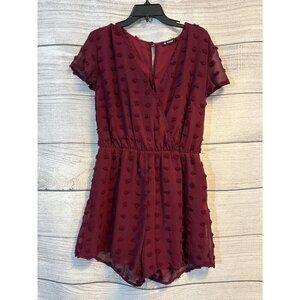 BTFBM Burgundy Polka Dot Short Sleeve Romper Size L